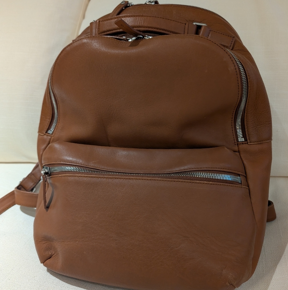 Elegant Tan Leather Backpack for Men